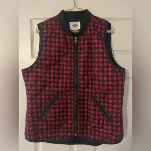 Old Navy Red and Black Plaid Quilted Vest